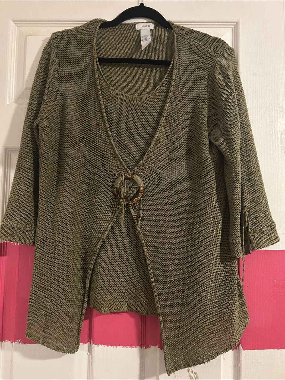 Olive Open-Front Knit Cardigan Top